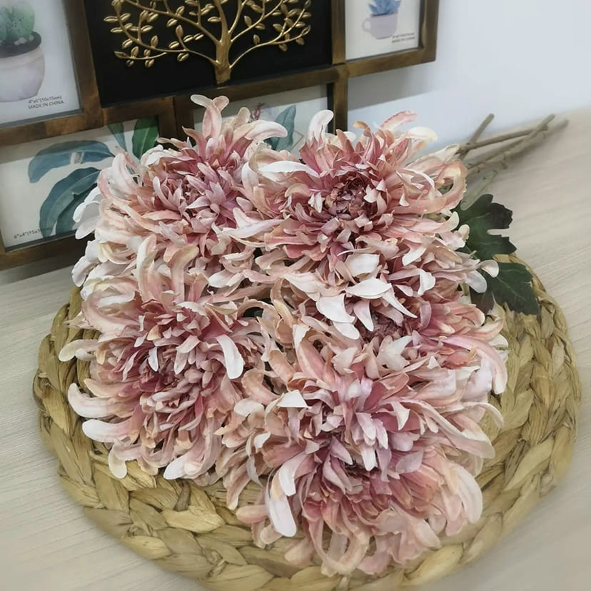 Искусственные цветы в Октябрьске | Цветок искусственный «Хризантема», персиково-розовая, одиночный