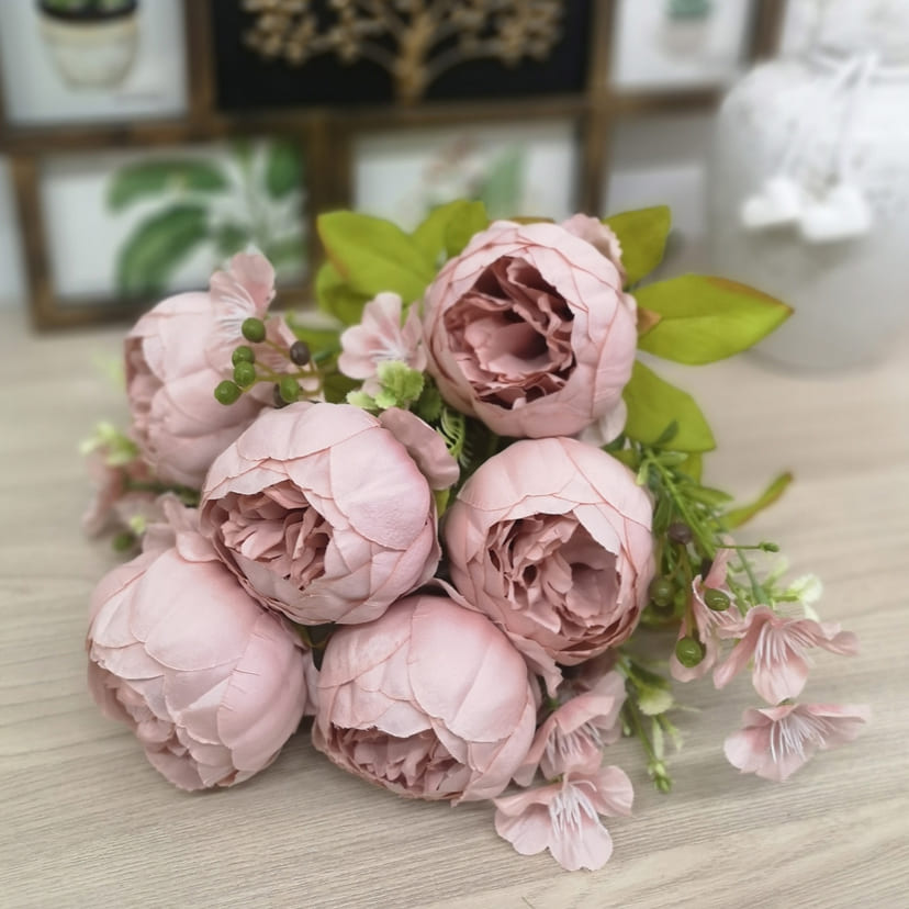 Искусственные цветы в Октябрьске | Цветы искусственные «Пионы», розовый, винтаж, букет