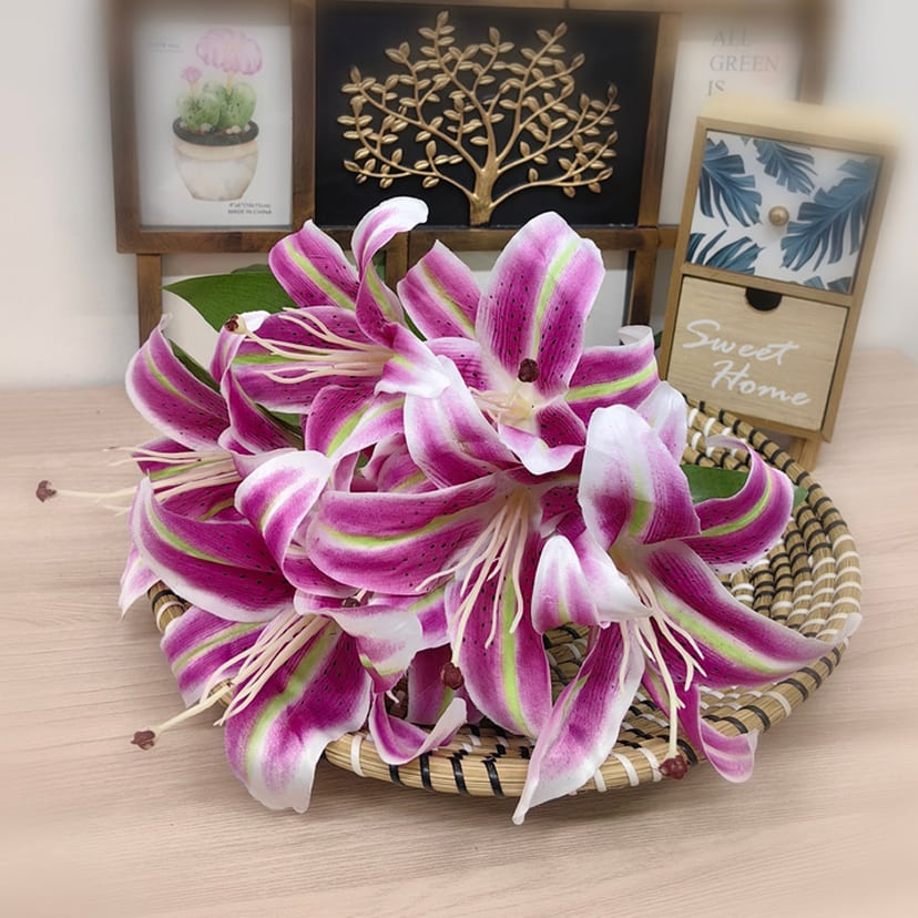 Искусственные цветы в Октябрьске | Цветы искусственные «Лилии крупные», розово-сиреневые, букет