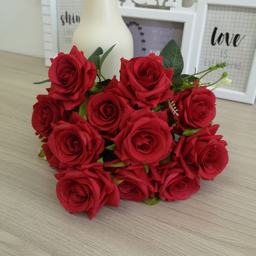 Искусственные цветы в Октябрьске | Цветы искусственные «Розы острые», красные, букет
