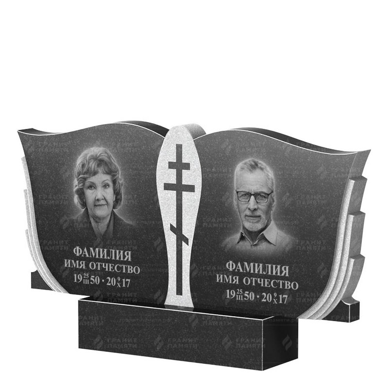 Памятники из гранита двойные в Октябрьске | Двойной гранитный памятник ФГ-136