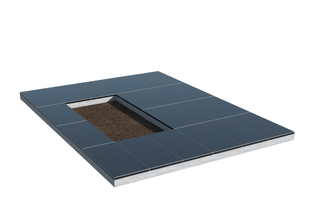 Площадки на могилу в Октябрьске | Площадка с облицовкой гранитом Габбро (под цветник)