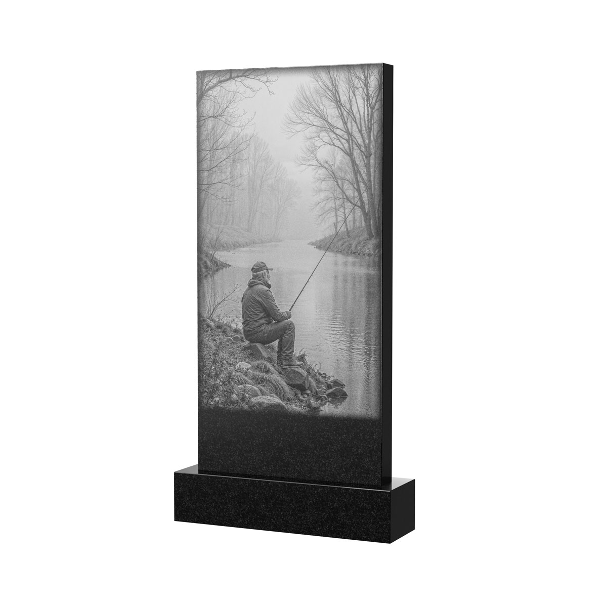 Оборотная сторона | Оформление оборотной стороны стелы с рыбалкой, рисунок ОБ-020