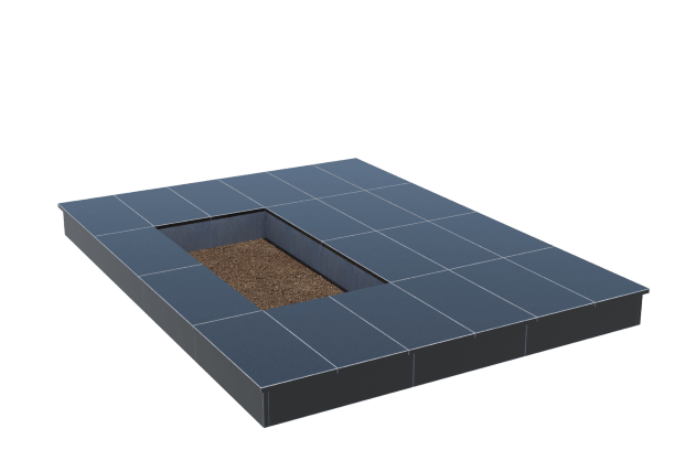 Площадки на могилу в Октябрьске | Площадка с вертикальной (15 см) облицовкой гранитом Габбро (под цветник)