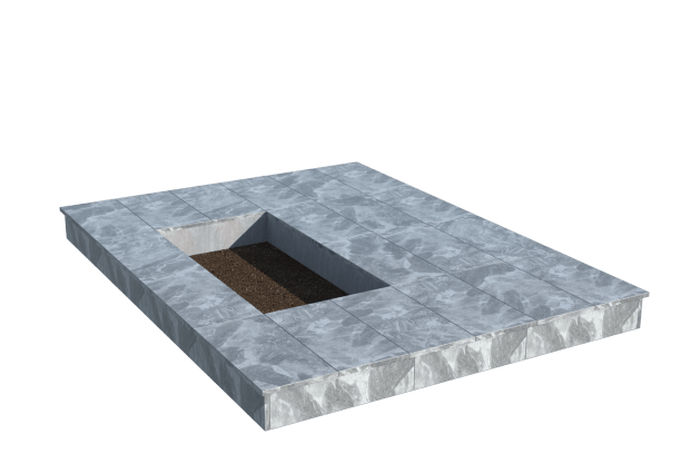 Площадки на могилу в Октябрьске | Площадка с вертикальной (15 см) мраморной облицовкой (под цветник)