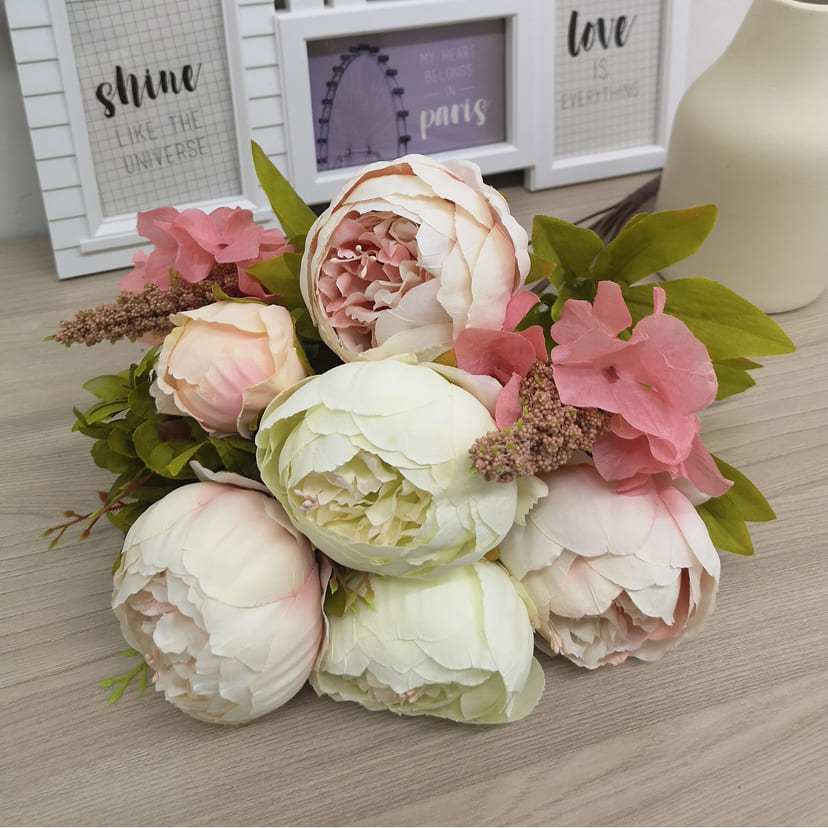 Искусственные цветы в Октябрьске | Цветы искусственные «Пионы», молочно-розовые, букет