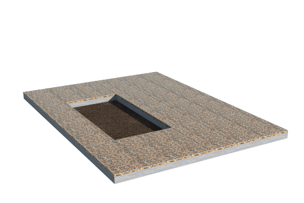 Площадки на могилу в Октябрьске | Площадка с облицовкой Южно-Султаевским гранитом (под цветник)