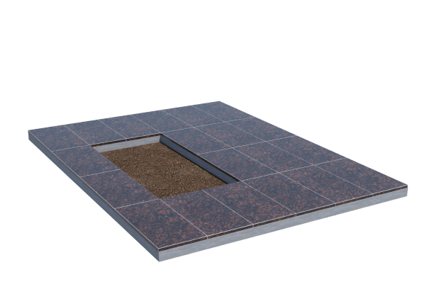 Площадки на могилу в Октябрьске | Площадка с облицовкой Дымовским гранитом (под цветник)